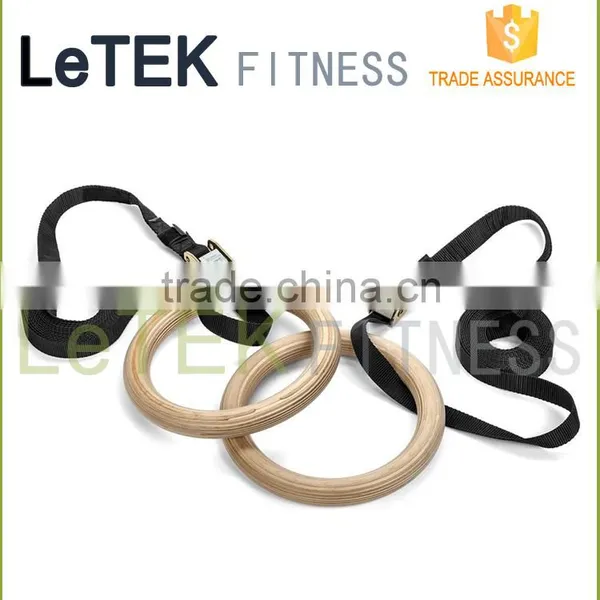 Wood Gymnastic Ring Olympic Strength Training Gym Rings Wooden for Crossfit photo-3