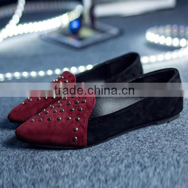 2015 High Quality Ladies Shoes Rivet Pointed-Toe Flat Shoes Spring Korean Peas Casual Shoes photo-3