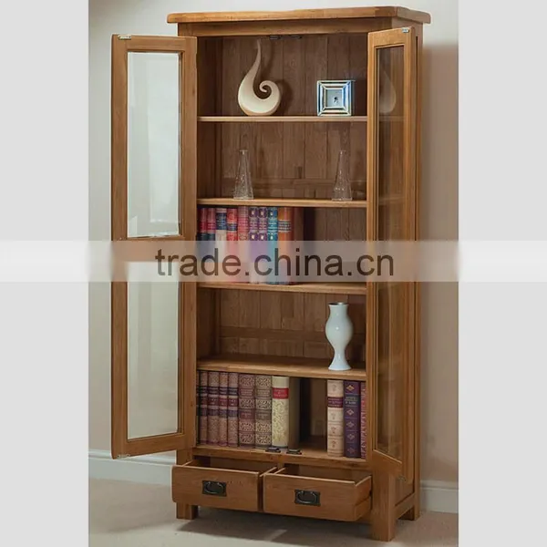 Solid Oak Wood Glass Display Cabinet photo-3