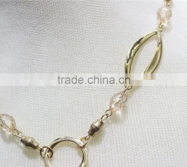 Gold Metal Charm Necklace Peach Acrylic Bead Short Simple Chain Gold Metal Necklace 2016 Fashion Style Wholesale photo-2