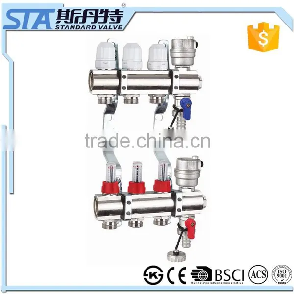 ART.5006 Wholesale Forged CW617n Material Central Underfloor Heating System Brass Manifold Accessories Flow Meter Manifold photo-3