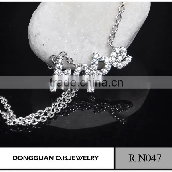 Cheapest Stainless Steel Pendant Anchor Necklace/Crystal Letter White Gold Necklace photo-6
