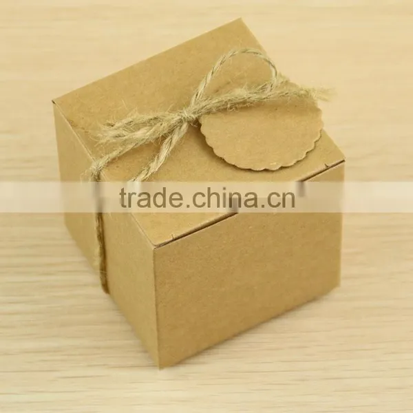 Square Kraft Paper Candy Boxes Wholesale Wedding Favor Boxes With Gift Tag photo-4