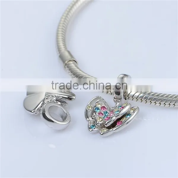 925 Silver Beads Butterfuly Animal Charms Pendant Necklace photo-4
