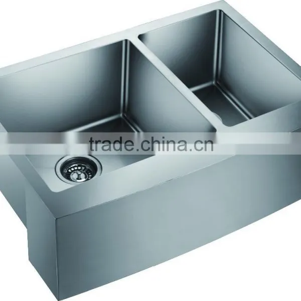 Apron Single Bowl Stainless Steel Hand Made Kitchen Sink With Drain Basket GR-3021SR photo-4