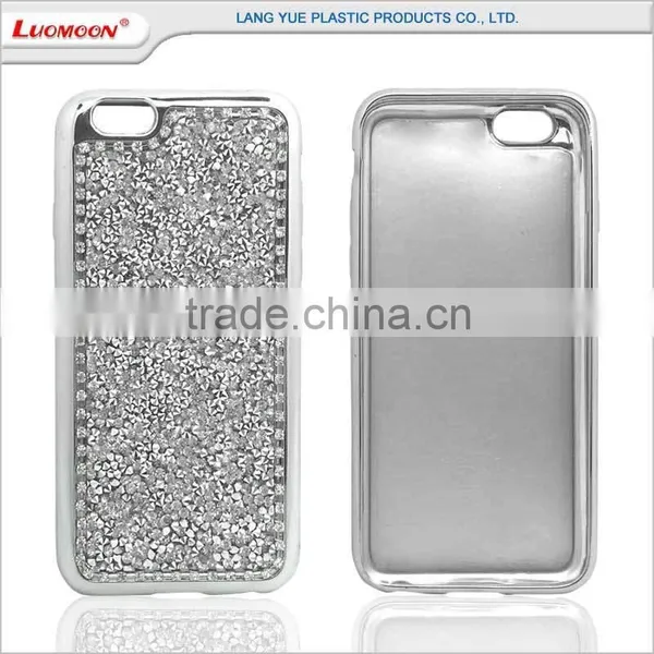 Plating Tpu Bumper Mobile Bling Diamond Back Cover Phone Case For Iphone 6 6s Plus photo-3