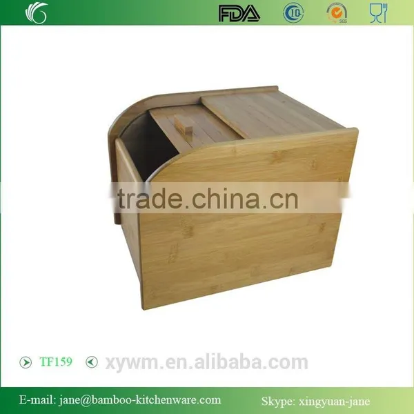 Elegant Square Style Natural Bamboo Bread Box photo-3