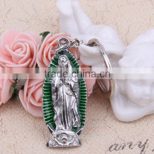 2016 New Design Key Chain Ring Custom Key Holder Our Lady of Guadalupe Metal Cross Key Chain Split Key Ring Clip Wholesale photo-5