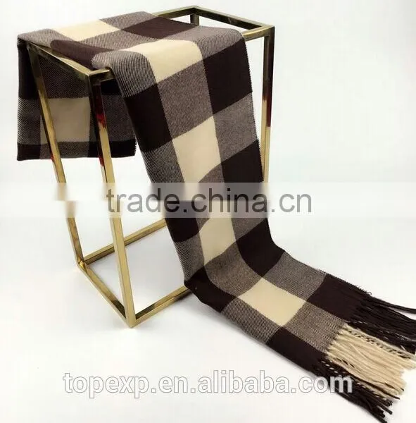 Winter Knitted Check Long Acrylic Scarf photo-2