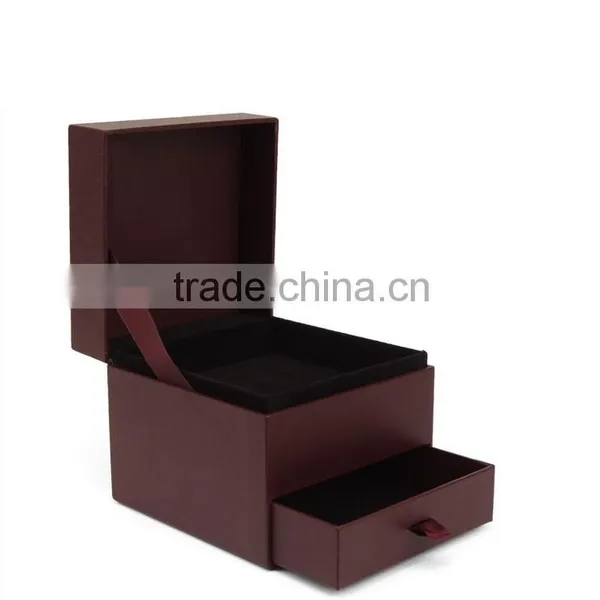 Chinese Factories Wholesale Custom Luxurious Leather Jewelry Box, Deep Red Gift Boxes, Drawer Storage Box photo-2