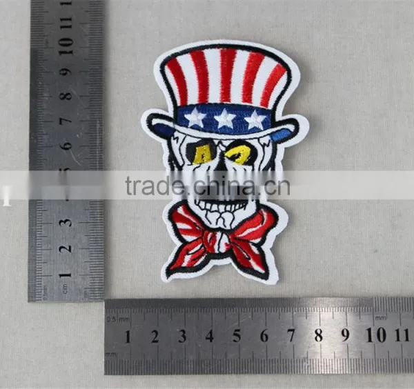 Lovely Design Person Skull Pattern Patches Polyerster Embroidery Fabric Patch Trim Red and White Color for Wholesale photo-5