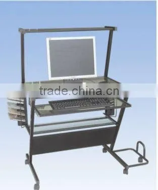 Modern Movable Computer Desk With Glass