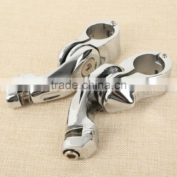 Universal 32mm 1.25" Chrome Short Angled Adjustable Highway Peg Mount Kit photo-4