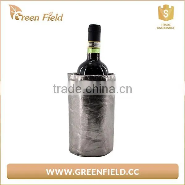 Green Field Washable Kraft Paper Bottle Wine Cooler Bag photo-3