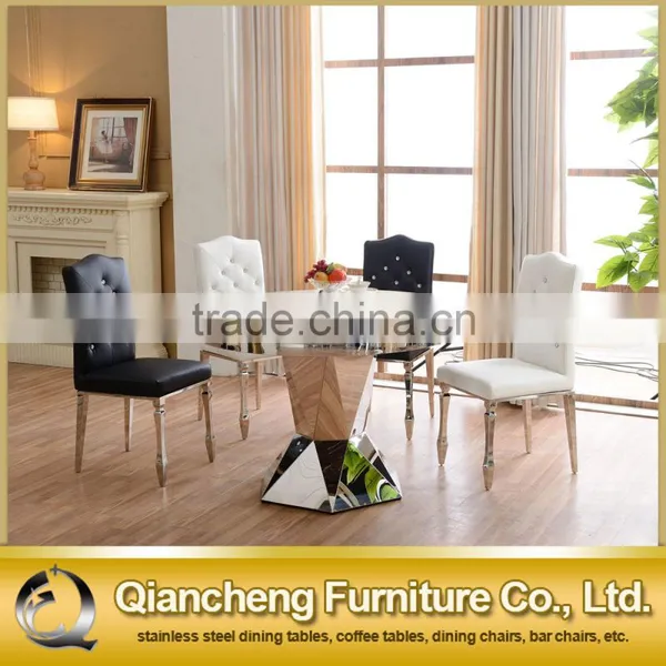 Luxury Granite Top 48 Inch Round Dining Table With Stainless Steel photo-6
