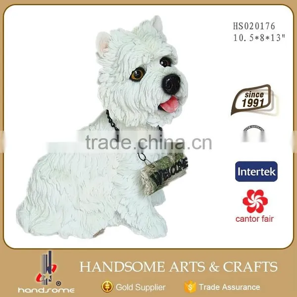 13.5 Inch Resin Realistic Animal Home Decoration Welcome Dog Statue photo-2