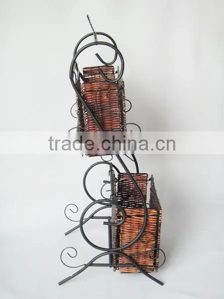 2 Tier Scroll Design Magazine Storage Wicker Rack or Magazine Holder photo-3