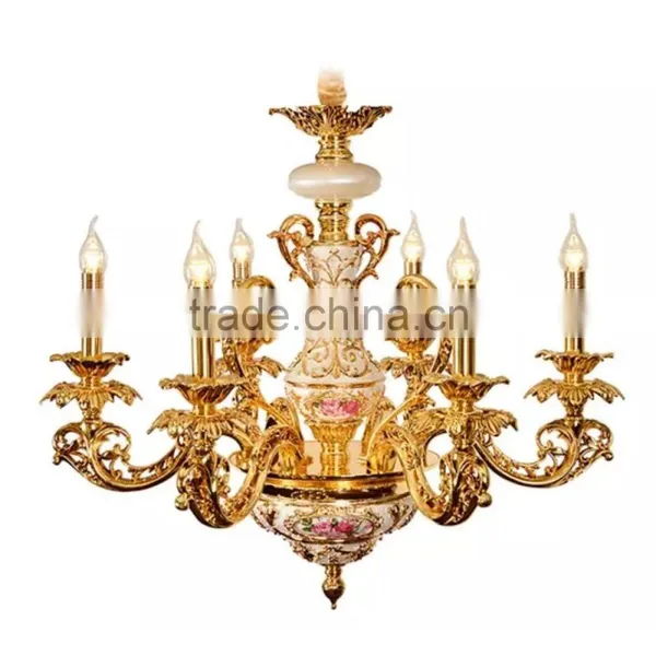 Luxurious Vintage Victorian Style Royal Imperial Blue Porcelain and Crystal Golden Brass Pendant Lamp, Chandelier BF12-05254g photo-3