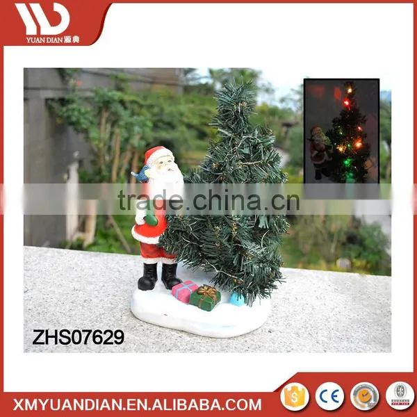 Gift Craft Santa Resin Christmas Ornament Led Solar Mini Christmas Tree Light photo-4