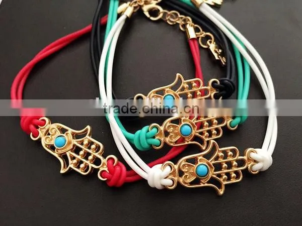 Gold Hamsa Hand Rubber Bracelet photo-4