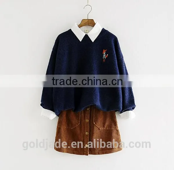 2016 New Korean Style Spring Winter Autumn Round Neck Long Sleeve Plain Women Sweater photo-2