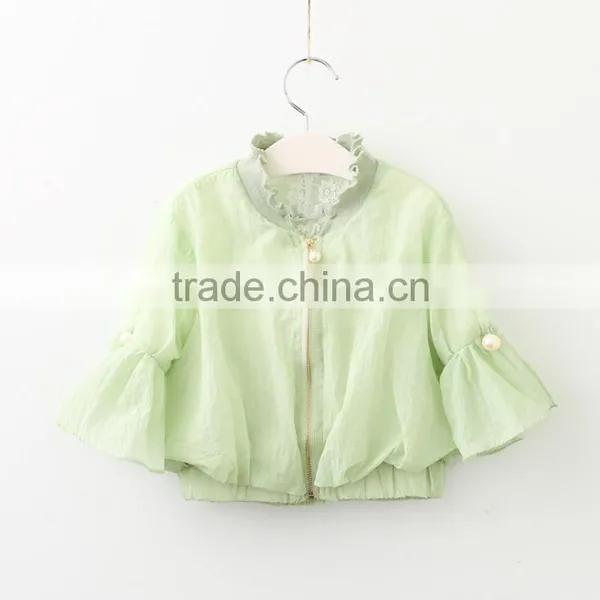 2017 Summer Girls Outdoor Sun-protective Clothing Coat With Pearl Decorative Zipper Pulls photo-2