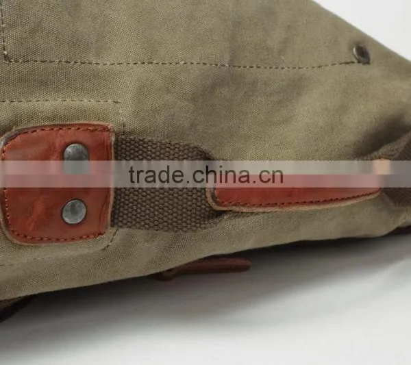 Unisex Vintage Casual Cotton Canvas Leather Backpack Rucksack Hand Bag Bookbag ,Lagtop Bag,Travel Bag,Day Bag, Computer Bag For photo-4