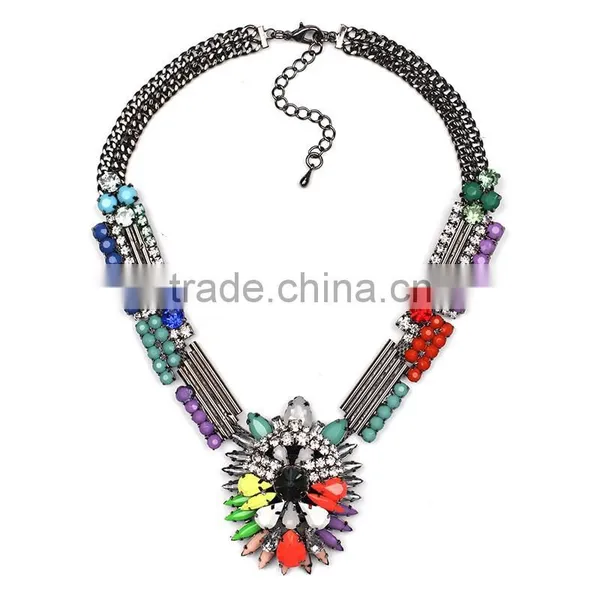 Fashion Multicolors Rhinestone Alloy Necklace for Girls photo-2