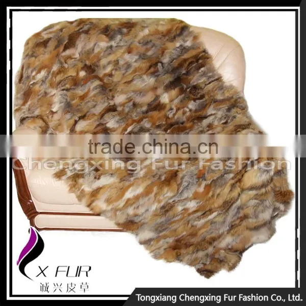 CX-D-89 Home Decora Patchwork Fox Fur Throw/ Fur Blanket/Fur Rug photo-3