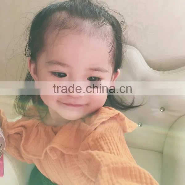 0-4 Years Wholesale 2017 New Autumn Solid Off-shoulder Cotton Kids Girls Blouse (pick Size ) photo-2