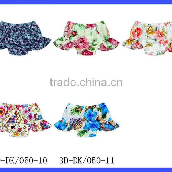 New Style Blowers Flower Printed Ruffle Baby Shorts Lace Stringy Selvedge Beautiful Babay Cloth Short Pants photo-5