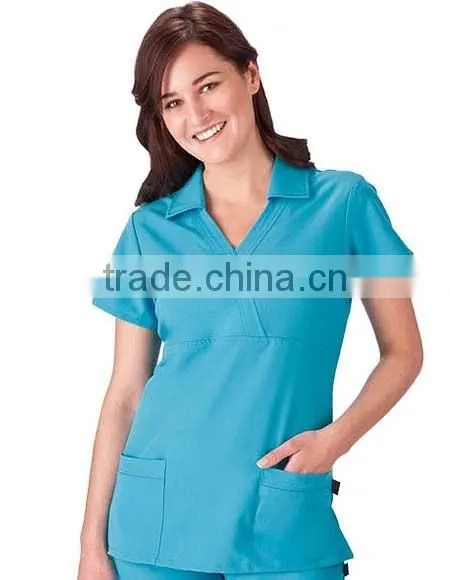 Body Fit Mock Wrap Hospital Staff Uniform photo-2