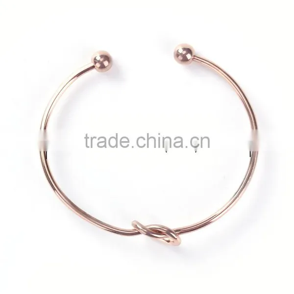 Copper Open Cuff Bangles Bracelets Rose Gold Love Knot photo-2