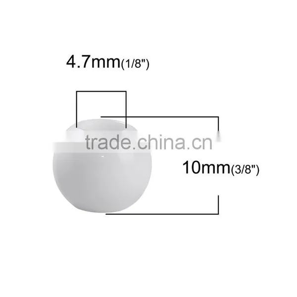 CCB Plastic European Style Large Hole Charm Beads Round White photo-2