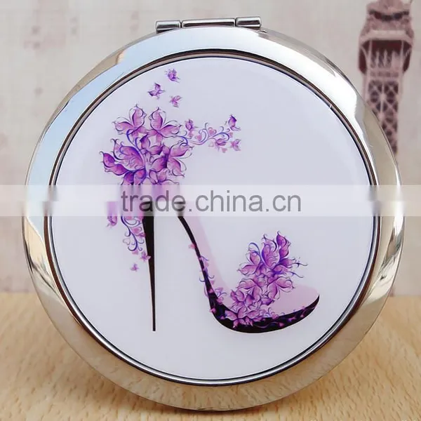 Double Sides (One is Normal,Another is Magnifying)Portable Foldable Pocket Metal Makeup Compact Mirror Woman Cosmetic Mirror photo-5