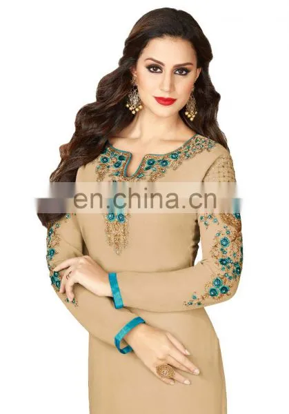 Women's Daily Wear Straight Cut Georgette Salwar Kameez Semi-Stitched photo-2