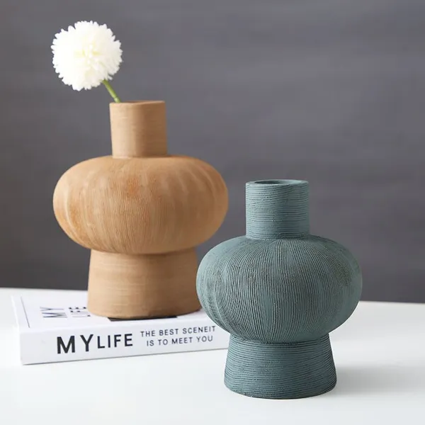 Manual Drawing Elegance Minimalism Home Furnishing Ceramic Vase For Living Room photo-4