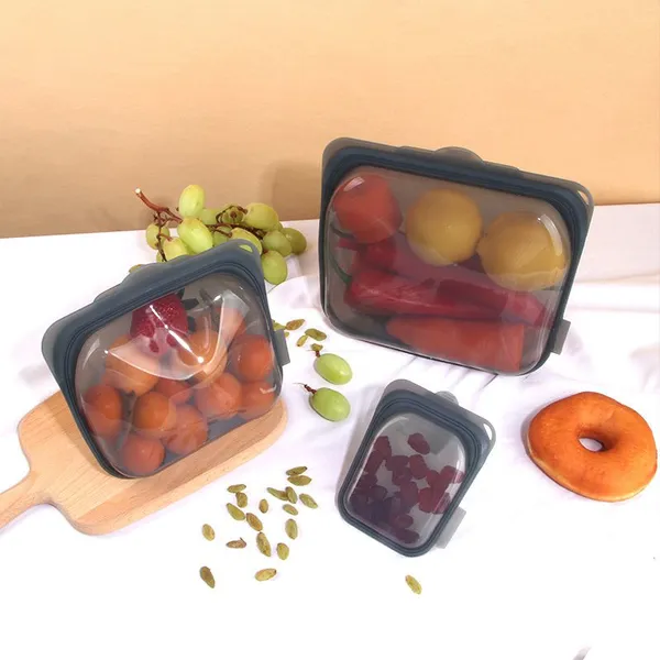 Bundle 3-Pack Stand-up Reusable Silicone Food Grade Storage Bags photo-3