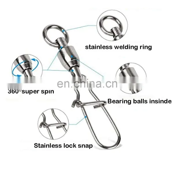 JOHNCOO Wholesale Bulk 0# 1# 2#3# 4# 5# 6# Stainless Steel Fishing Ball Bearing Rolling Swivels Fishing Accessory photo-4