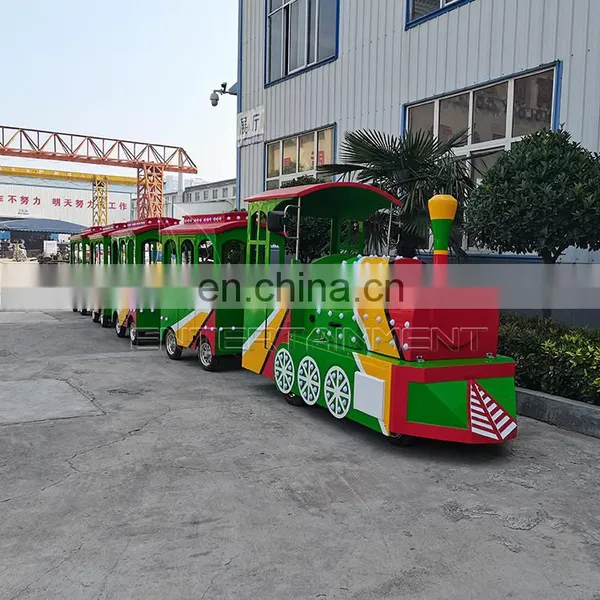 20 Seats Trackless Train Rides Amusement Park Equipment Electric Trackless Tourist Train for Sale photo-3