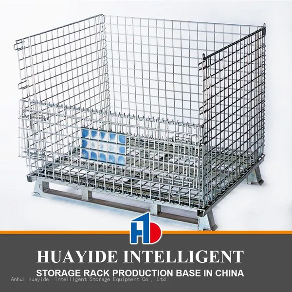 Galvanized Wire Mesh Container Foldable Storage Cage Wire Container