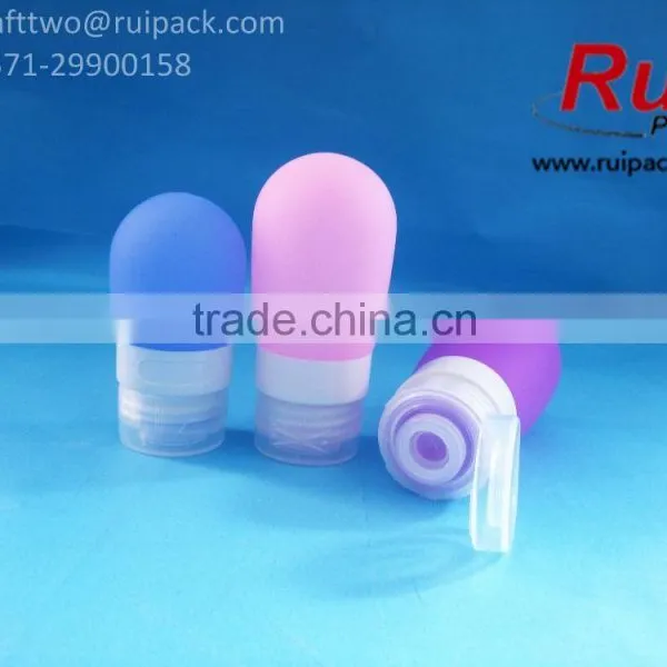 Blue/pink/purple Cute Round Silicone Bottles With Flip Top Cap, 38/60/80ml Ball Shape Silica Gel Hand Sanitizer Bottle photo-4