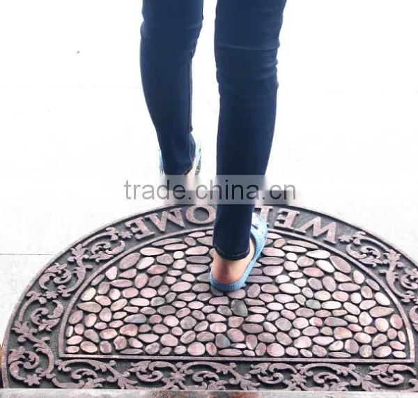 Half Round Flocked Rubber Door Mat
