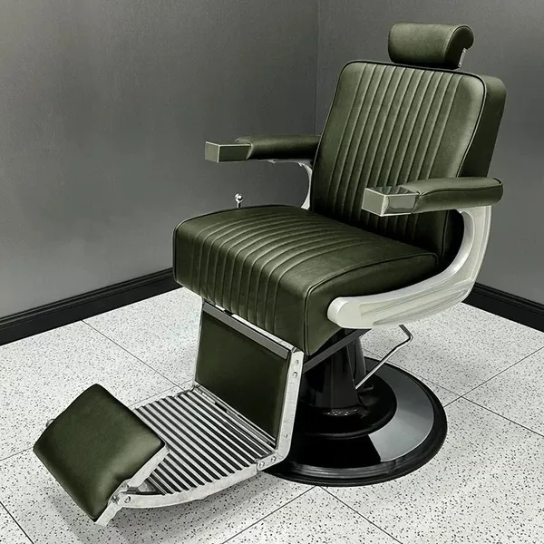 High Quality Sliver Frame Barber Chair Man Barbershop Chairs for Hair Salon Barber Equipment photo-2