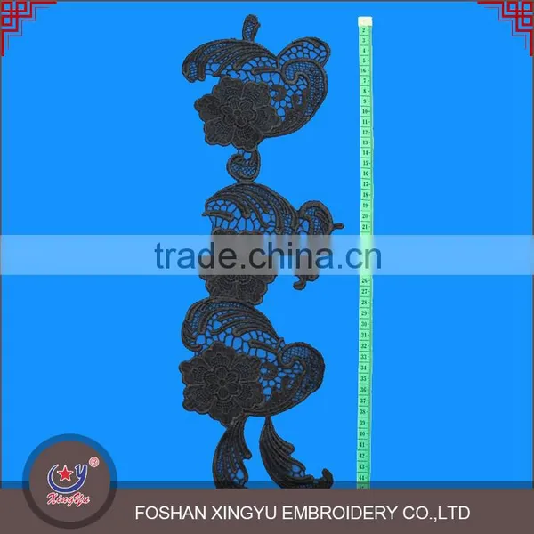 Hot Selling Personalize Stylish Fashion Black Embroidery Polyester Applique Crochet Neck Trim Patch for Decoration photo-2