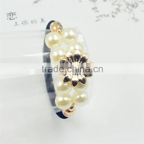 Elegant Women Hair Accessories Charm Pearl Rubber Bands Headwear Girls Elastic Hair Bands photo-3
