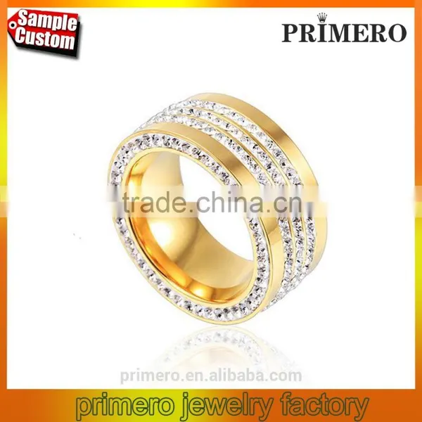 Wholesale Shining Full Rhinestone Finger Rings Fashion 18K Gold Plated Jewelry