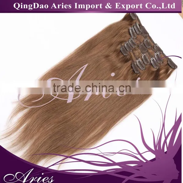 Wholesale Clip in Hair Extension REMY Cheap 100% Human Hair Dark Color Clip in Hair Extension photo-5