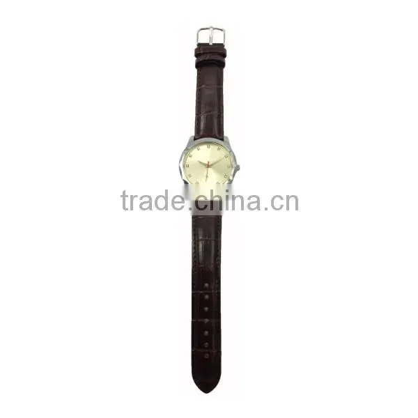 Generous Polygon Case Diamond Solar Dial Men Leather Watch photo-3