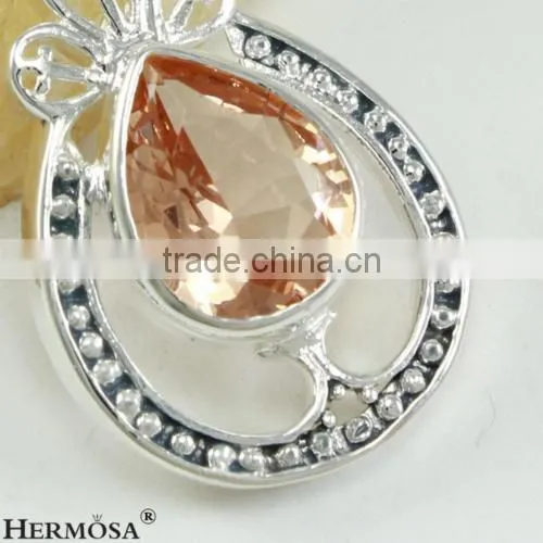 Goreous Water Drop Honey Topaz 925 Sterling Silver Exclusive Women Necklace Pendant photo-2